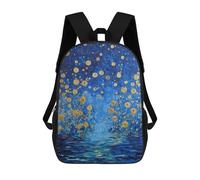 sinyumoney 3D Printed Children's School Starry Night Reflections Canvas Art Backpack High Capacity Travel Book Bags Fashion Rucksacks Kids School Casual Back Pack 17inch