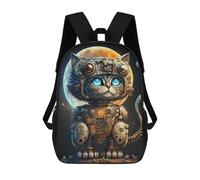 sinyumoney 3D Printed Children's School Steampunk Cat Astronaut Backpack for Kids High Capacity Travel Fashion Rucksacks Kids School Bag Casual Back Pack 17inch