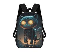 sinyumoney 3D Printed Children's School Steampunk Cat in Moonlit Landscape Backpack for Kids High Capacity Travel Fashion Rucksacks Kids School Bag Casual Back Pack 17inch