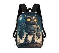 sinyumoney 3D Printed Children's School Steampunk Robot Cat Art Backpack for Kids High Capacity Travel Fashion Rucksacks Kids School Bag Casual Back Pack 17inch