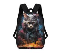 sinyumoney 3D Printed Children's School Strategic Cat Chess Master Backpack for Kids High Capacity Travel Fashion Rucksacks Kids School Bag Casual Back Pack 17inch