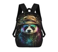 sinyumoney 3D Printed Children's School Stylish Panda Art Print Backpack High Capacity Travel Book Bags Fashion Rucksacks Kids School Casual Back Pack 17inch