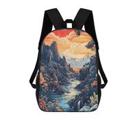 sinyumoney 3D Printed Children's School Surreal River Valley Backpack for Kids High Capacity Travel Fashion Rucksacks Kids School Bag Casual Back Pack 17inch
