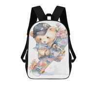 sinyumoney 3D Printed Children's School Teddy Bear with Skateboard Backpack High Capacity Travel Book Bags Fashion Rucksacks Kids School Casual Back Pack 17inch