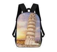 sinyumoney 3D Printed Children's School The Leaning Tower of Pisa Backpack for Kids High Capacity Travel Rucksacks Book Bags Kids School Bag Back Pack 17inch