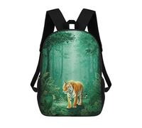 sinyumoney 3D Printed Children's School Tiger in Emerald Forest Backpack for Kids High Capacity Travel Fashion Rucksacks Kids School Bag Casual Back Pack 17inch