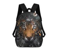 sinyumoney 3D Printed Children's School Tiger in Flowers-2 Backpack for Kids High Capacity Travel Rucksacks Book Bags Kids School Bag Back Pack 17inch