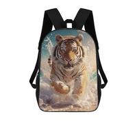 sinyumoney 3D Printed Children's School Tiger Running in Water-1 Backpack High Capacity Travel Book Bags Fashion Rucksacks Kids School Casual Back Pack 17inch