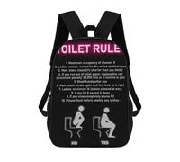 sinyumoney 3D Printed Children's School Toilet Rule Funny Bathroom Backpack for Kids High Capacity Travel Fashion Rucksacks Kids School Bag Casual Back Pack 17inch