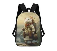 sinyumoney 3D Printed Children's School Travel Guide Hamster Backpack High Capacity Travel Book Bags Fashion Rucksacks Kids School Casual Back Pack 17inch