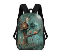 sinyumoney 3D Printed Children's School Treehouse Dreams - Forest Magic at Night Backpack for Kids High Capacity Travel Rucksacks Book Bags Kids School Bag Back Pack 17inch