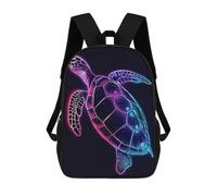 sinyumoney 3D Printed Children's School Turtle Neon Animal Backpack for Kids High Capacity Travel Fashion Rucksacks Kids School Bag Casual Back Pack 17inch