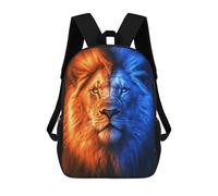 sinyumoney 3D Printed Children's School Two-Faced Lion Fire & Ice Backpack for Kids High Capacity Travel Rucksacks Book Bags Kids School Bag Back Pack 17inch