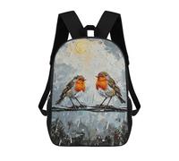 sinyumoney 3D Printed Children's School Two Robins on A Wire Painting Backpack for Kids High Capacity Travel Fashion Rucksacks Kids School Bag Casual Back Pack 17inch