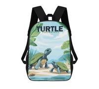 sinyumoney 3D Printed Children's School Two Turtles on A Beach Backpack for Kids High Capacity Travel Rucksacks Book Bags Kids School Bag Back Pack 17inch
