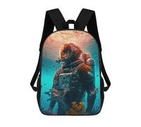 sinyumoney 3D Printed Children's School Underwater Astronaut Backpack for Kids High Capacity Travel Rucksacks Book Bags Kids School Bag Back Pack 17inch