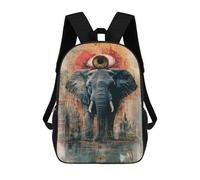 sinyumoney 3D Printed Children's School Urban Elephant Abstract Art Print -1 Backpack for Kids High Capacity Travel Rucksacks Book Bags Kids School Bag Back Pack 17inch