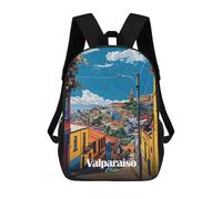 sinyumoney 3D Printed Children's School Valparaiso Cityscape Backpack for Kids High Capacity Travel Rucksacks Book Bags Kids School Bag Back Pack 17inch