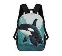 sinyumoney 3D Printed Children's School Vector Orca Backpack for Kids High Capacity Travel Fashion Rucksacks Kids School Bag Casual Back Pack 17inch