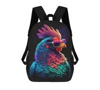 sinyumoney 3D Printed Children's School Vibrant Feathered Chickens Backpack for Kids High Capacity Travel Fashion Rucksacks Kids School Bag Casual Back Pack 17inch