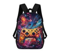 sinyumoney 3D Printed Children's School Vibrant Gaming Controller Artwork -70 Backpack for Kids High Capacity Travel Rucksacks Book Bags Kids School Bag Back Pack 17inch