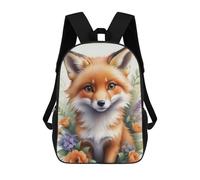 sinyumoney 3D Printed Children's School Watercolor Floral Fox Backpack for Kids High Capacity Travel Fashion Rucksacks Kids School Bag Casual Back Pack 17inch