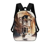 sinyumoney 3D Printed Children's School Watercolor Petra Backpack for Kids High Capacity Travel Rucksacks Book Bags Kids School Bag Back Pack 17inch