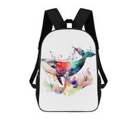 sinyumoney 3D Printed Children's School Watercolor Whale Jumping Backpack for Kids High Capacity Travel Fashion Rucksacks Kids School Bag Casual Back Pack 17inch