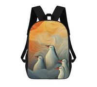 sinyumoney 3D Printed Children's School Wavy Penguins Backpack for Kids High Capacity Travel Fashion Rucksacks Kids School Bag Casual Back Pack 17inch