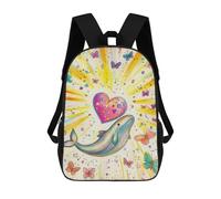 sinyumoney 3D Printed Children's School Whale Heart Butterflies Rainbow Art Backpack High Capacity Travel Book Bags Fashion Rucksacks Kids School Casual Back Pack 17inch