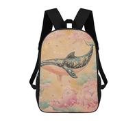 sinyumoney 3D Printed Children's School Whale in Cherry Blossom Sky-3 Backpack for Kids High Capacity Travel Rucksacks Book Bags Kids School Bag Back Pack 17inch