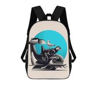 sinyumoney 3D Printed Children's School Whale, Otter, And Seagull Illustration Backpack for Kids High Capacity Travel Fashion Rucksacks Kids School Bag Casual Back Pack 17inch