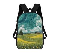 sinyumoney 3D Printed Children's School Whimsical Landscape Painting Backpack High Capacity Travel Book Bags Fashion Rucksacks Kids School Casual Back Pack 17inch
