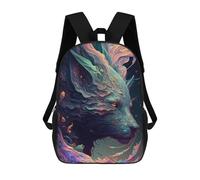 sinyumoney 3D Printed Children's School Whimsical Wolf Portrait Backpack for Kids High Capacity Travel Rucksacks Book Bags Kids School Bag Back Pack 17inch