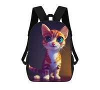 sinyumoney 3D Printed Children's School Whiskered Whiskers Cute Cat Artwork Backpack for Kids High Capacity Travel Fashion Rucksacks Kids School Bag Casual Back Pack 17inch