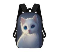 sinyumoney 3D Printed Children's School White Cat with Blue Eyes Backpack for Kids High Capacity Travel Fashion Rucksacks Kids School Bag Casual Back Pack 17inch