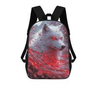 sinyumoney 3D Printed Children's School White Wolf with Red Eyes Backpack for Kids High Capacity Travel Fashion Rucksacks Kids School Bag Casual Back Pack 17inch