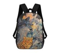 sinyumoney 3D Printed Children's School Wild Spirit Wolf, Leopard, And Moonlit Sky Backpack for Kids High Capacity Travel Rucksacks Book Bags Kids School Bag Back Pack 17inch