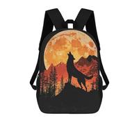 sinyumoney 3D Printed Children's School Wolf Howling at The Moon Backpack for Kids High Capacity Travel Fashion Rucksacks Kids School Bag Casual Back Pack 17inch