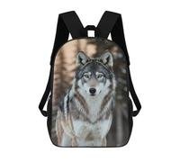 sinyumoney 3D Printed Children's School Wolf Portrait in Winter Backpack High Capacity Travel Book Bags Fashion Rucksacks Kids School Casual Back Pack 17inch