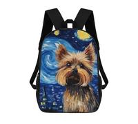 sinyumoney 3D Printed Children's School Yorkshire Terrier Starry Backpack for Kids High Capacity Travel Rucksacks Book Bags Kids School Bag Back Pack 17inch