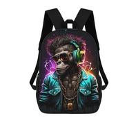 sinyumoney 3D Printed Chill Monkey -12 School Backpack With Big Pockets for Kids Children's Backpacks Boy Girl Book Bags Kids School Bag 17inch