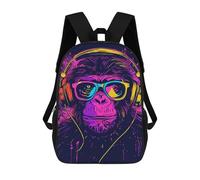 sinyumoney 3D Printed Chill Monkey Vibes Children's 17inch School Backpack for Kids High Capacity Travel Rucksacks Fashion Book Bags Kids School Bag