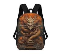 sinyumoney 3D Printed Chinese Dragon Pagoda Artwork Children School Backpack Fashion Rucksack Casual Travel 17inch Backpacks Large Capacity Daypack for Boys Girls