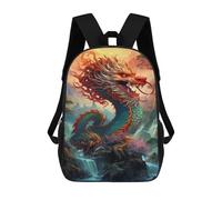 sinyumoney 3D Printed Chinese Dragon Waterfall Landscape School Backpack Book 17inch Bags Fashion Backpacks Large Capacity Backpack Children Travel Rucksacks