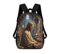 sinyumoney 3D Printed Christian Church Interior with Jesus Statue School Backpack With Big Pockets for Kids Children's Backpacks Boy Girl Book Bags Kids School Bag 17inch