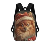 sinyumoney 3D Printed Christmas Pomeranian Dog School Backpack for Kids Children's 17inch Backpacks Boy Girl Book Bags Kids School Bag