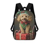 sinyumoney 3D Printed Christmas Poodle with Presents School Backpack for Kids Children's 17inch Backpacks Boy Girl Book Bags Kids School Bag