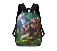 sinyumoney 3D Printed Clouded Leopard in Jungle School Bags Kids Backpacks Casual Fashion Backpacks Book Bags for Boys Elementary And Middle School Students 17inch