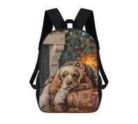 sinyumoney 3D Printed Cocker Spaniel Dog by Fireplace Christmas Painting School Backpack Book 17inch Bags Fashion Backpacks Large Capacity Backpack Children Travel Rucksacks
